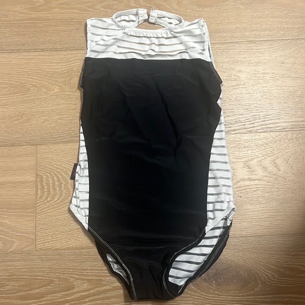 Black and white SoKali dance leotard